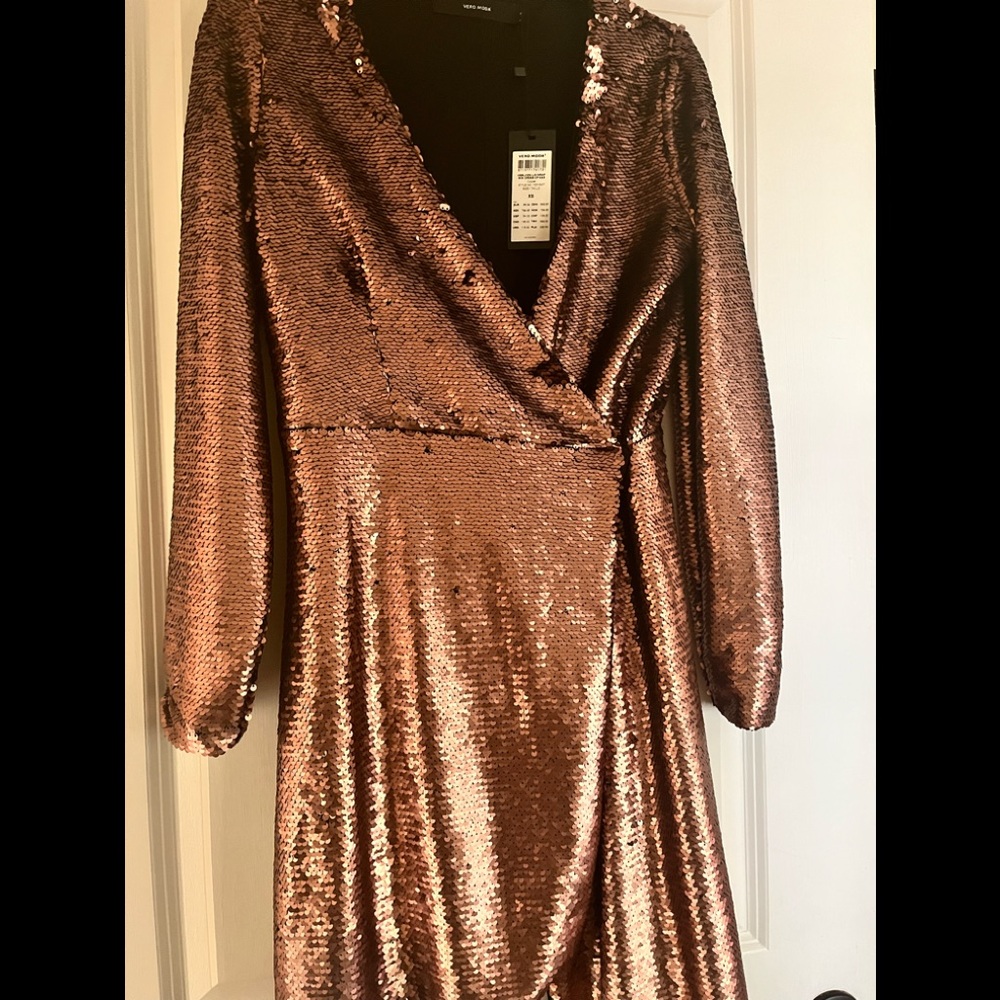 Rose Gold Sequin Mini Dress